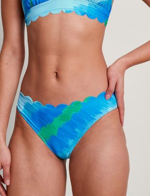 Monsoon Womens Printed High Leg Bikini Bottoms - 16 - Blue Mix, Blue Mix