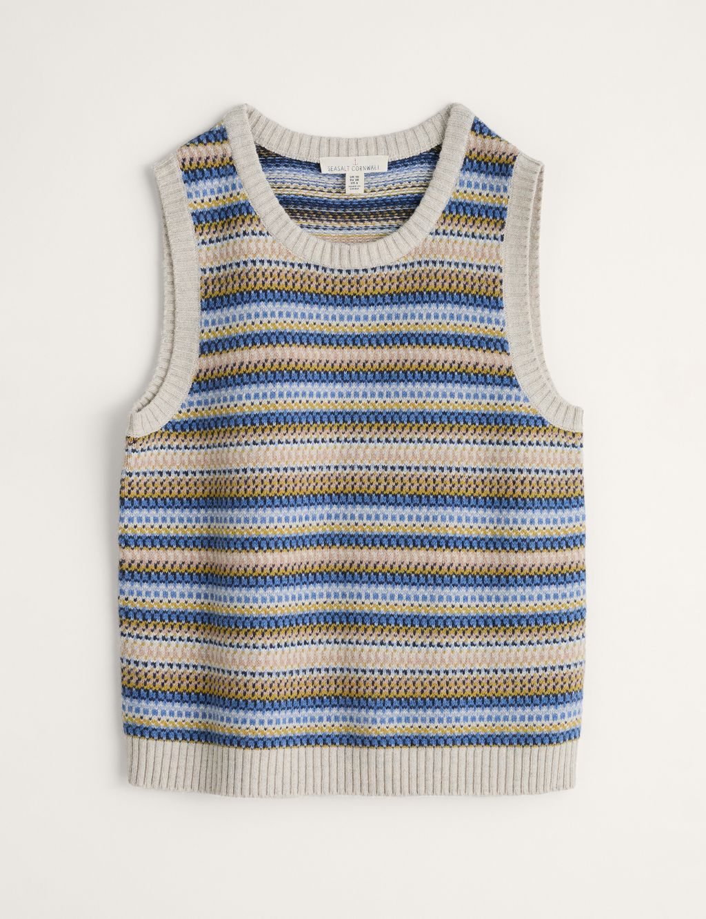Fair Isle Round Neck Knitted Top with Wool image 2