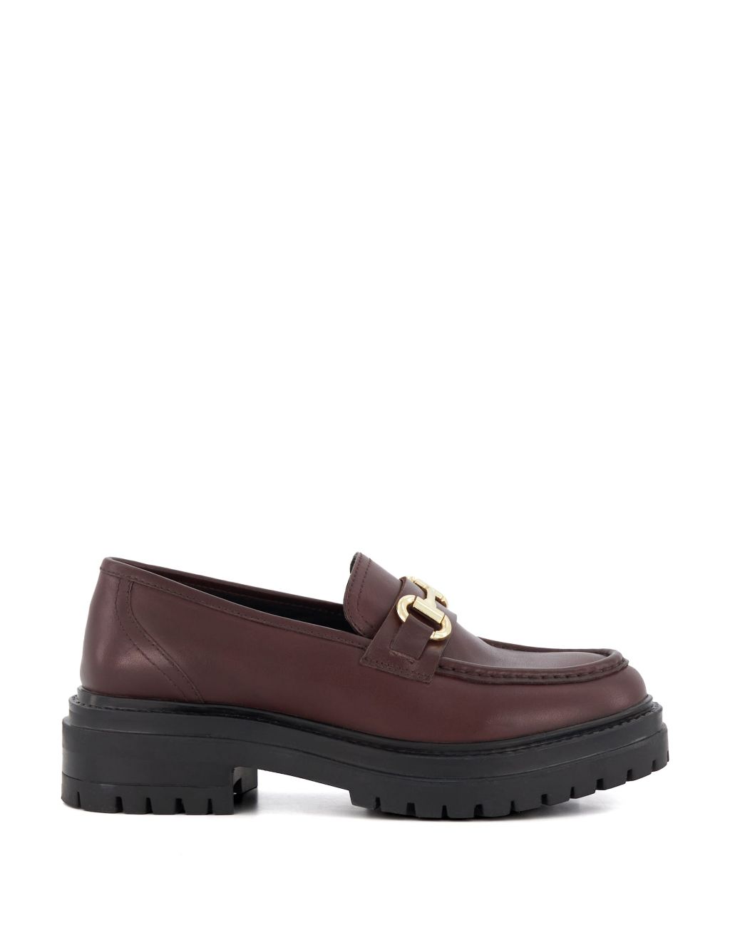 Leather Chunky Bar Flat Loafers image 1