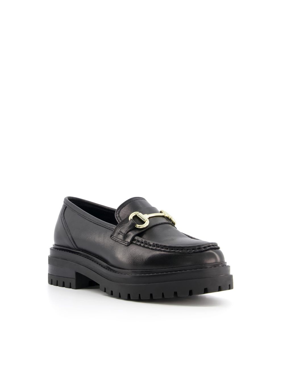 Leather Chunky Bar Flat Loafers image 3