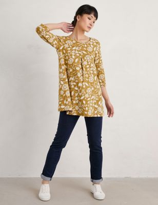 Seasalt Cornwall Women's Floral Tunic with Cotton - 8 - Yellow Mix, Yellow Mix