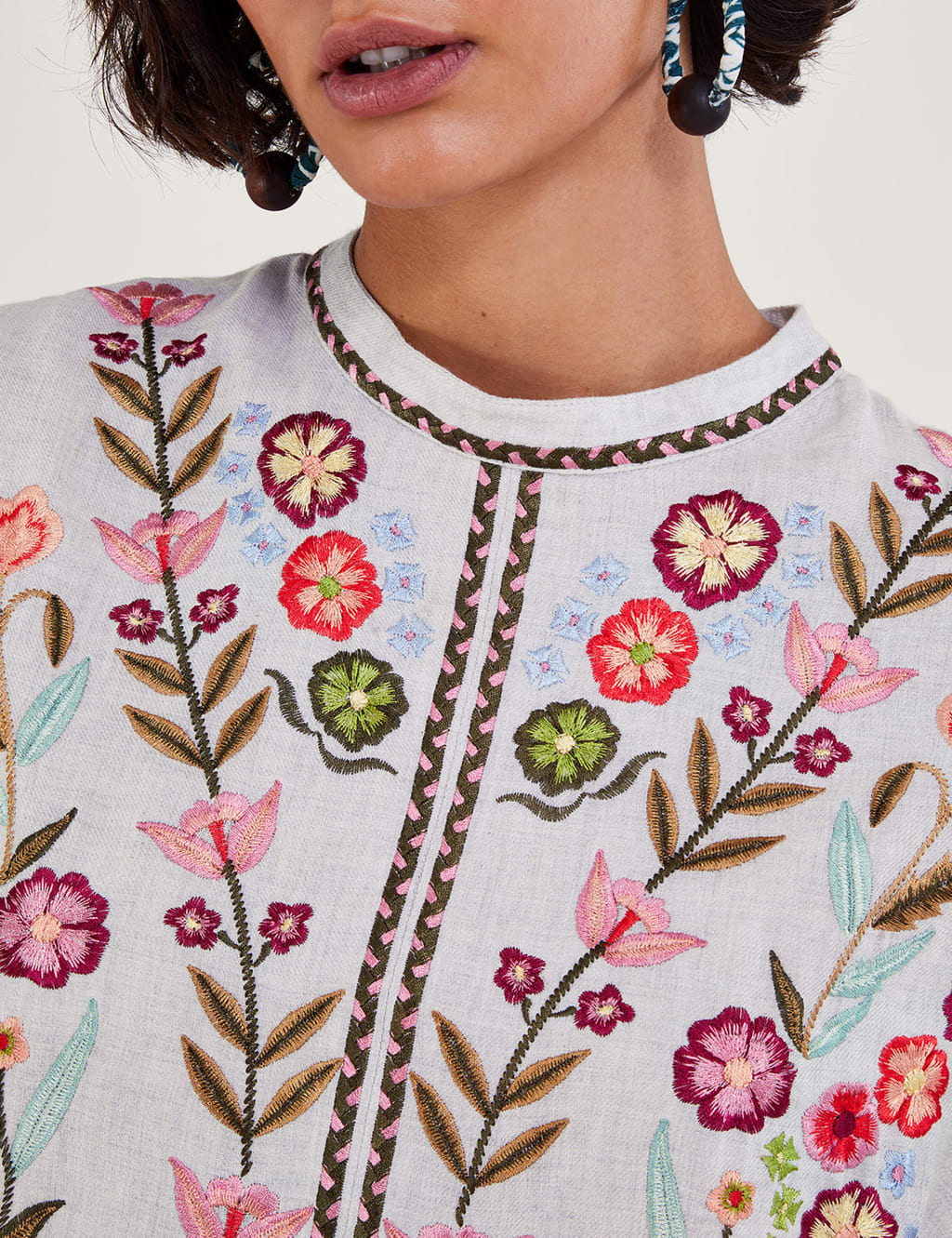 Pure Cotton Floral Embroidered Blouse image 4