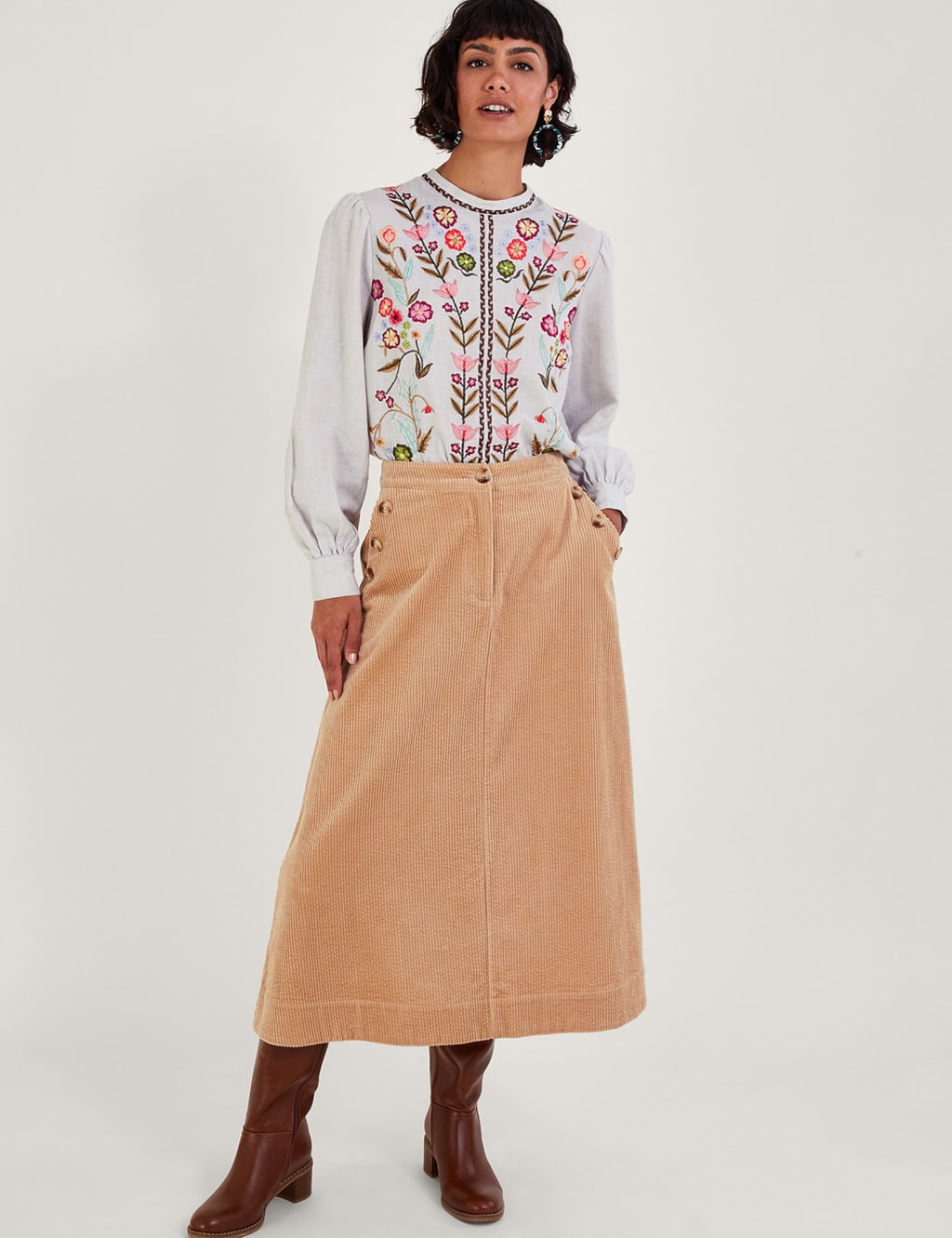 Pure Cotton Floral Embroidered Blouse image 5