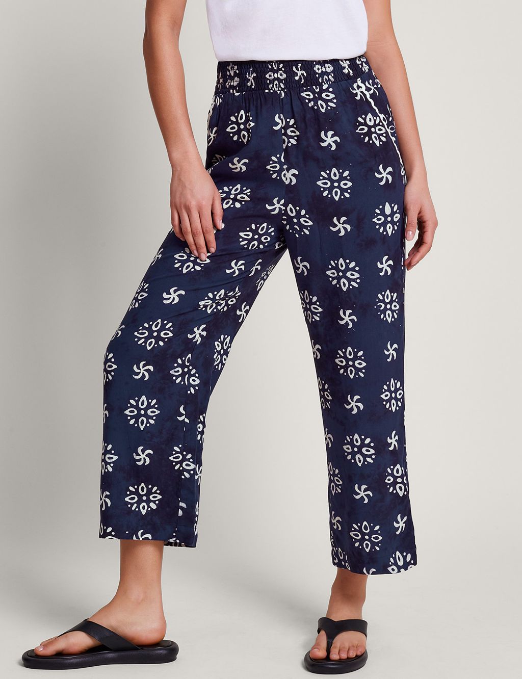 Printed Straight Leg Ankle Grazer Trousers
