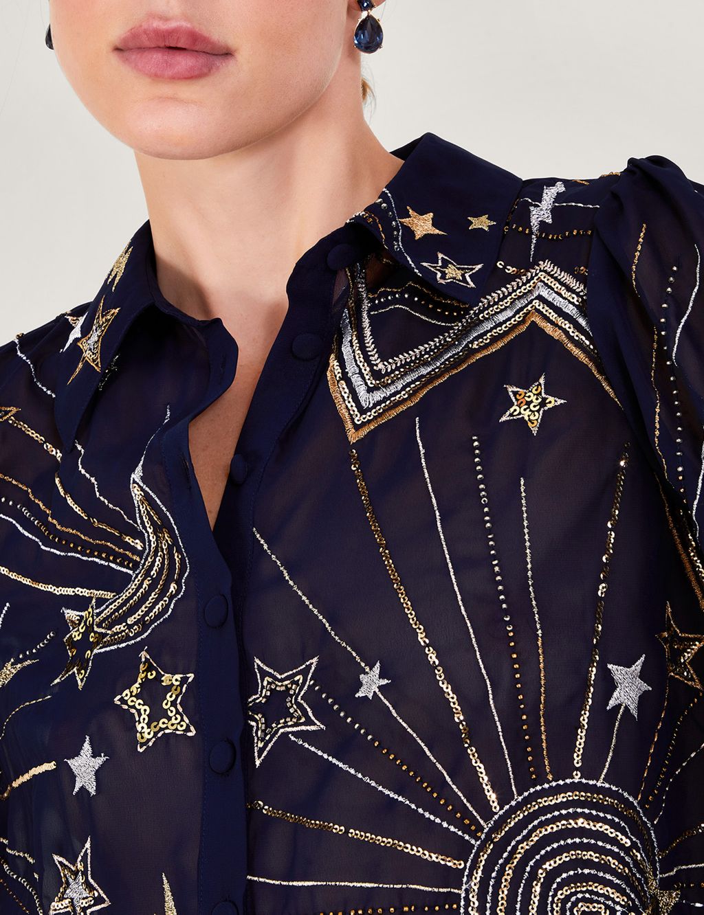 Embellished Collared Button Through Blouse image 4