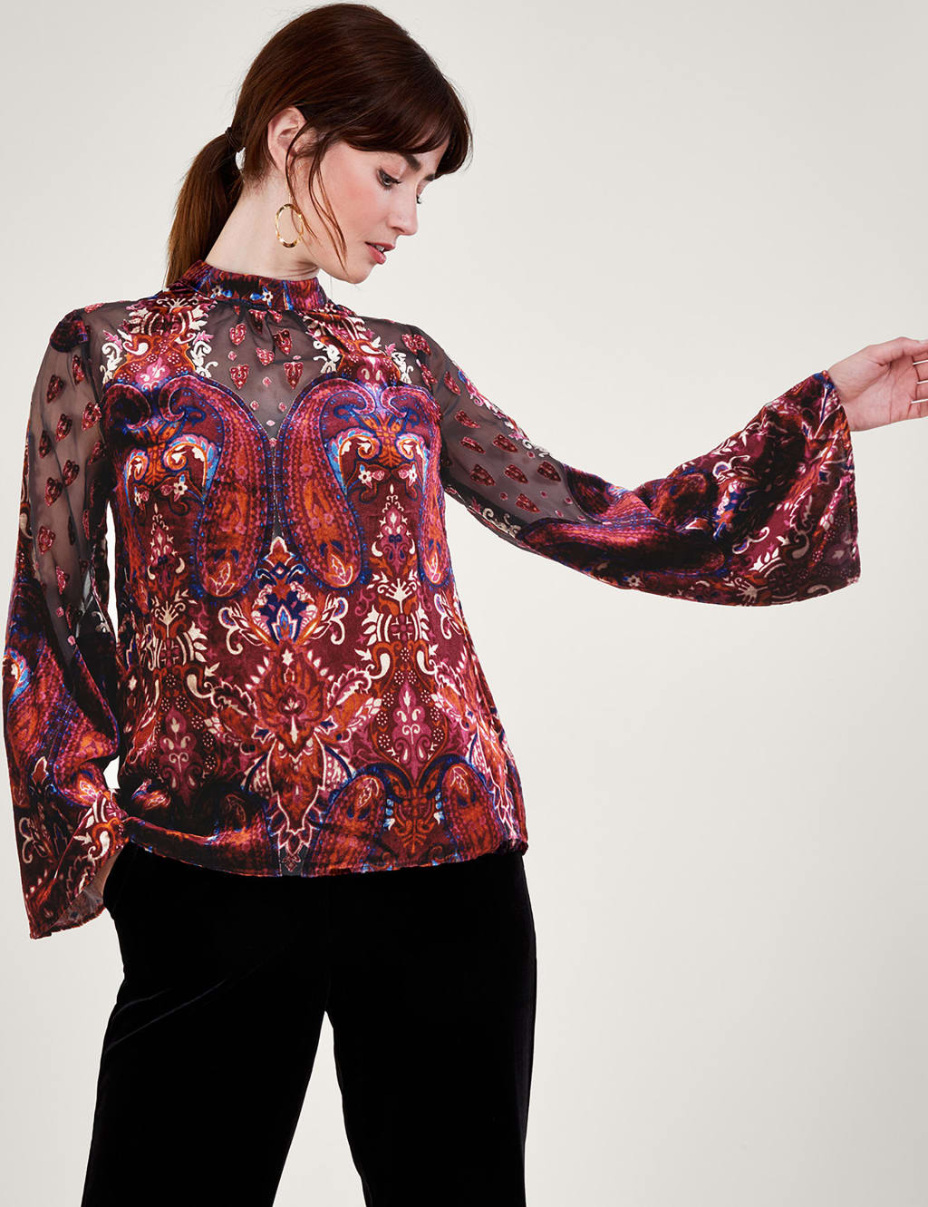 Paisley Devoré High Neck Blouse image 1