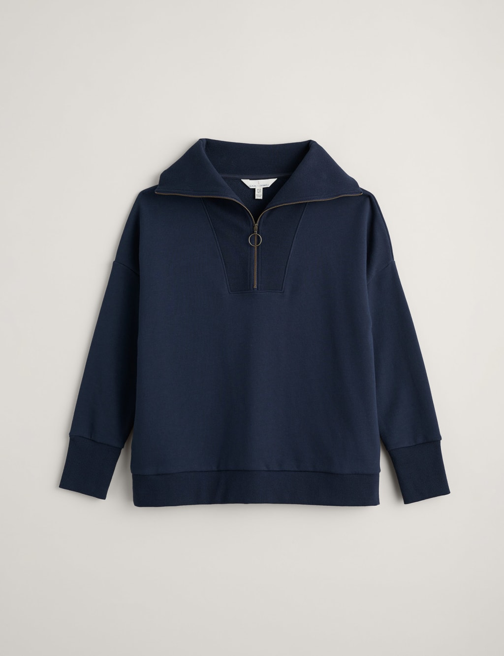 Pure Cotton Ribbed Half Zip Sweatshirt image 2