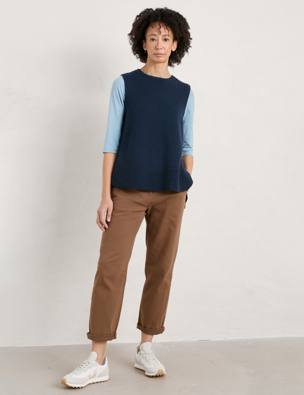 Merino Wool Rich Crew Neck Knitted Top image 1