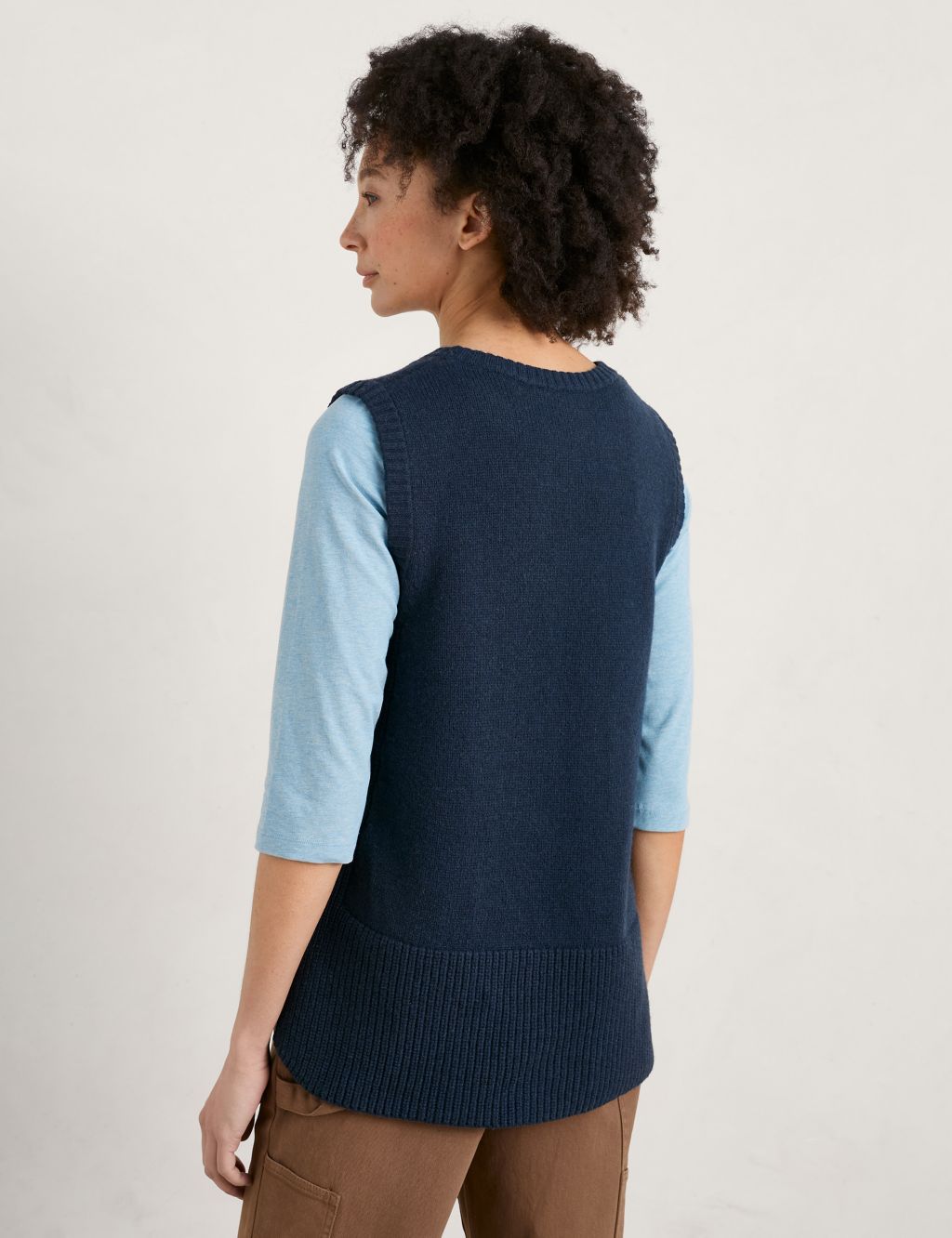 Merino Wool Rich Crew Neck Knitted Top image 4