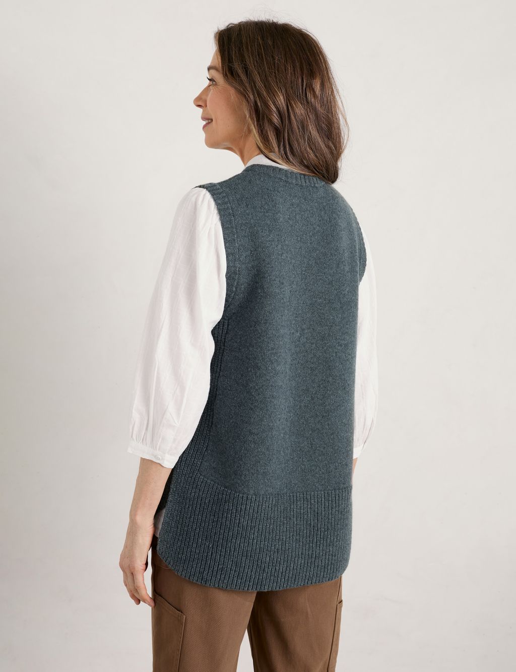 Merino Wool Rich Crew Neck Knitted Top image 4