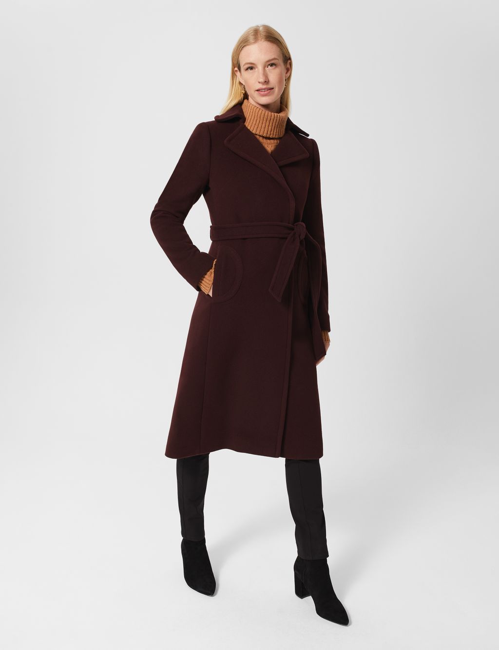 Wool Rich Collared Wrap Coat image 1