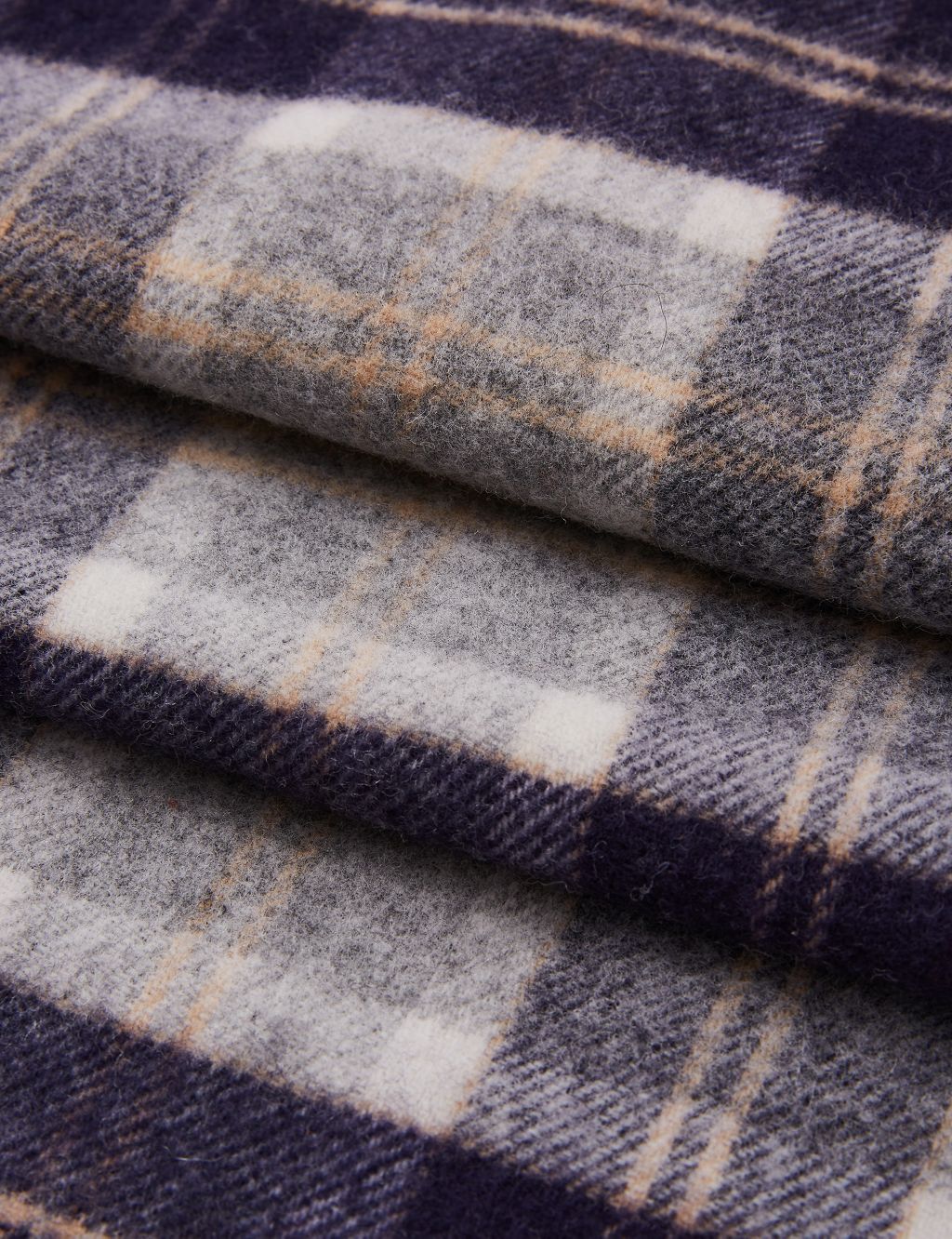 Pure Wool Woven Checked Tassel Scarf image 3