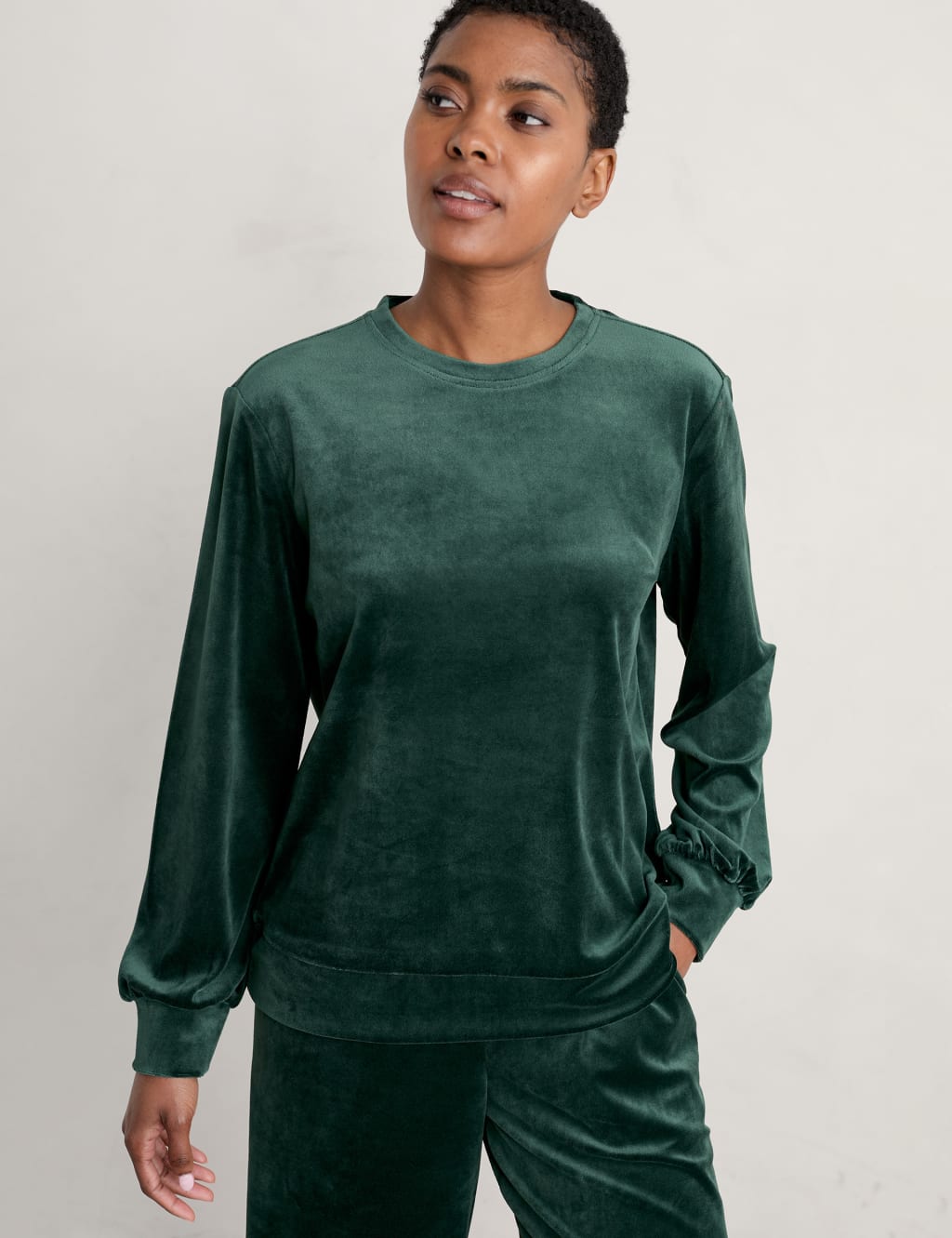 Velour Crew Neck Sweatshirt