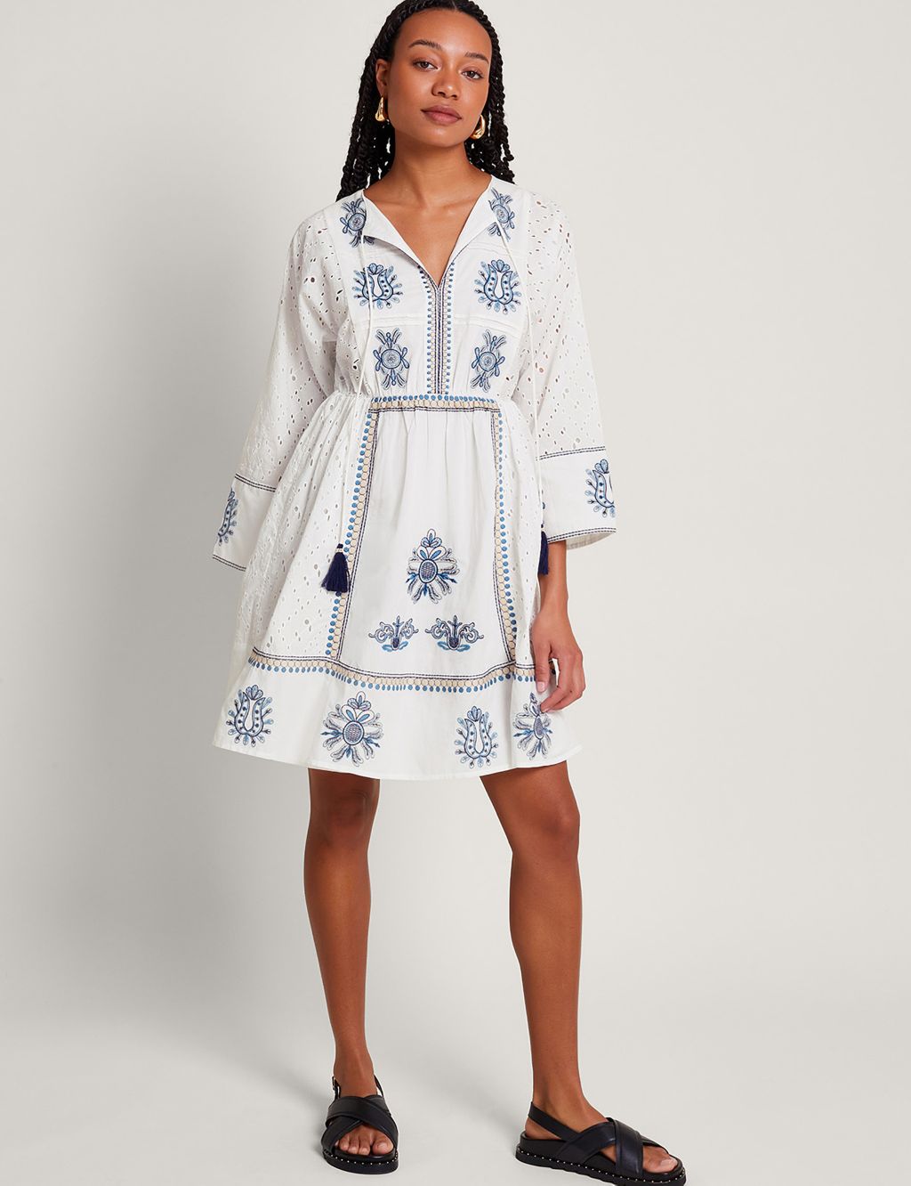 Pure Cotton Embroidered Kaftan Dress