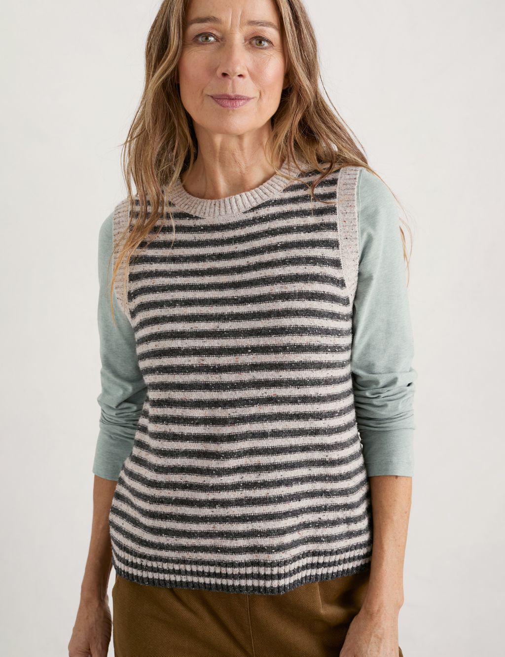 Lambswool Rich Striped Knitted Vest