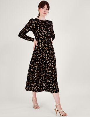 Velvet Sequin Embellished Midi Waisted Dress | Monsoon | M&S