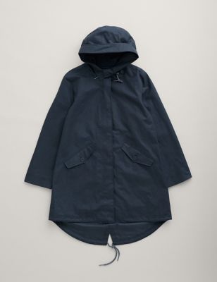 Waterproof Linen Rich Longline Raincoat