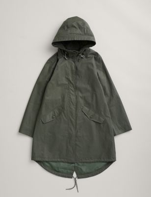 Waterproof Linen Rich Longline Raincoat