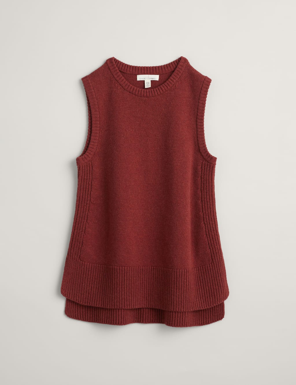 Merino Wool Rich Round Neck Knitted Vest image 2