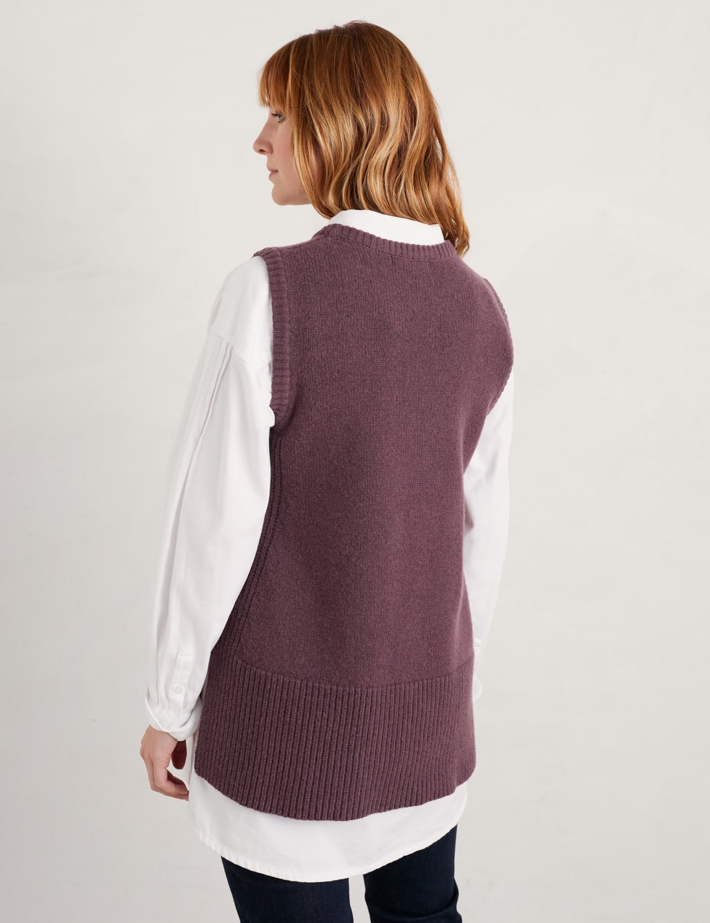 Merino Wool Rich Round Neck Knitted Vest image 4