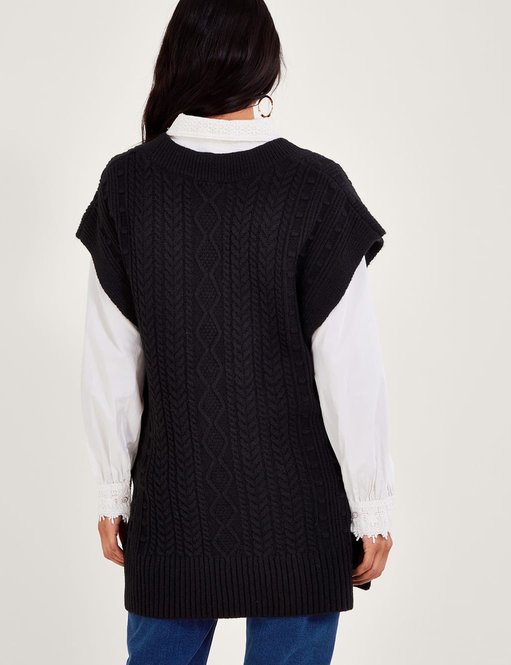 Recycled Blend Cable Knit Knitted Vest image 3