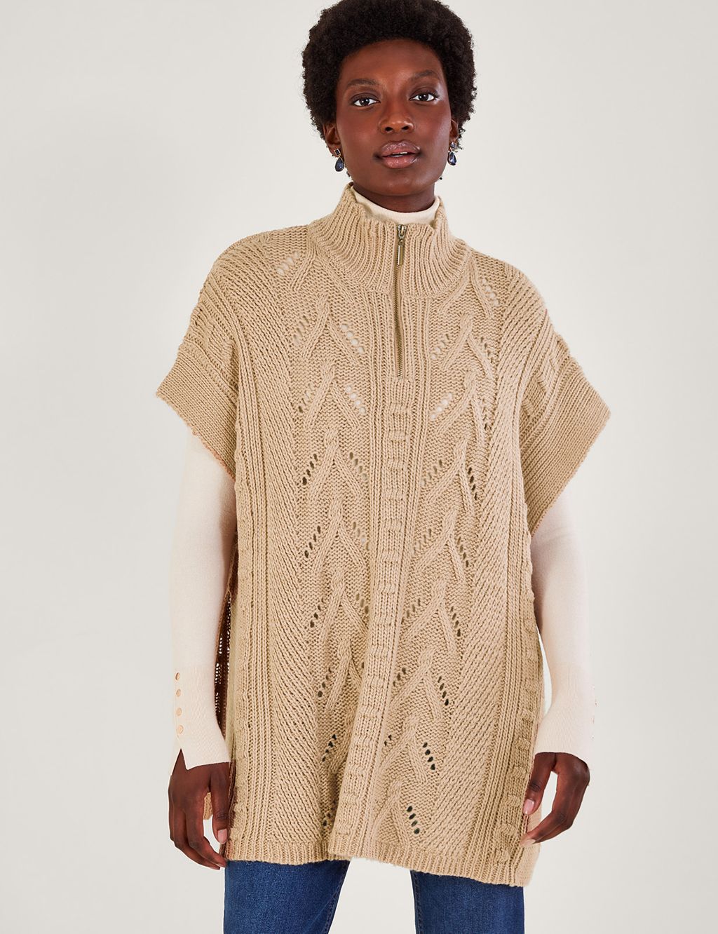 Knitted Funnel Neck Poncho image 3