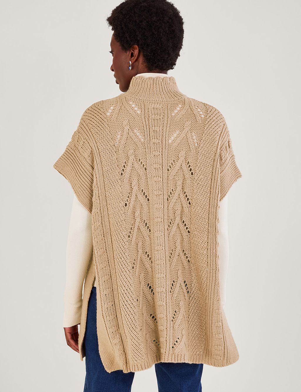 Knitted Funnel Neck Poncho image 4
