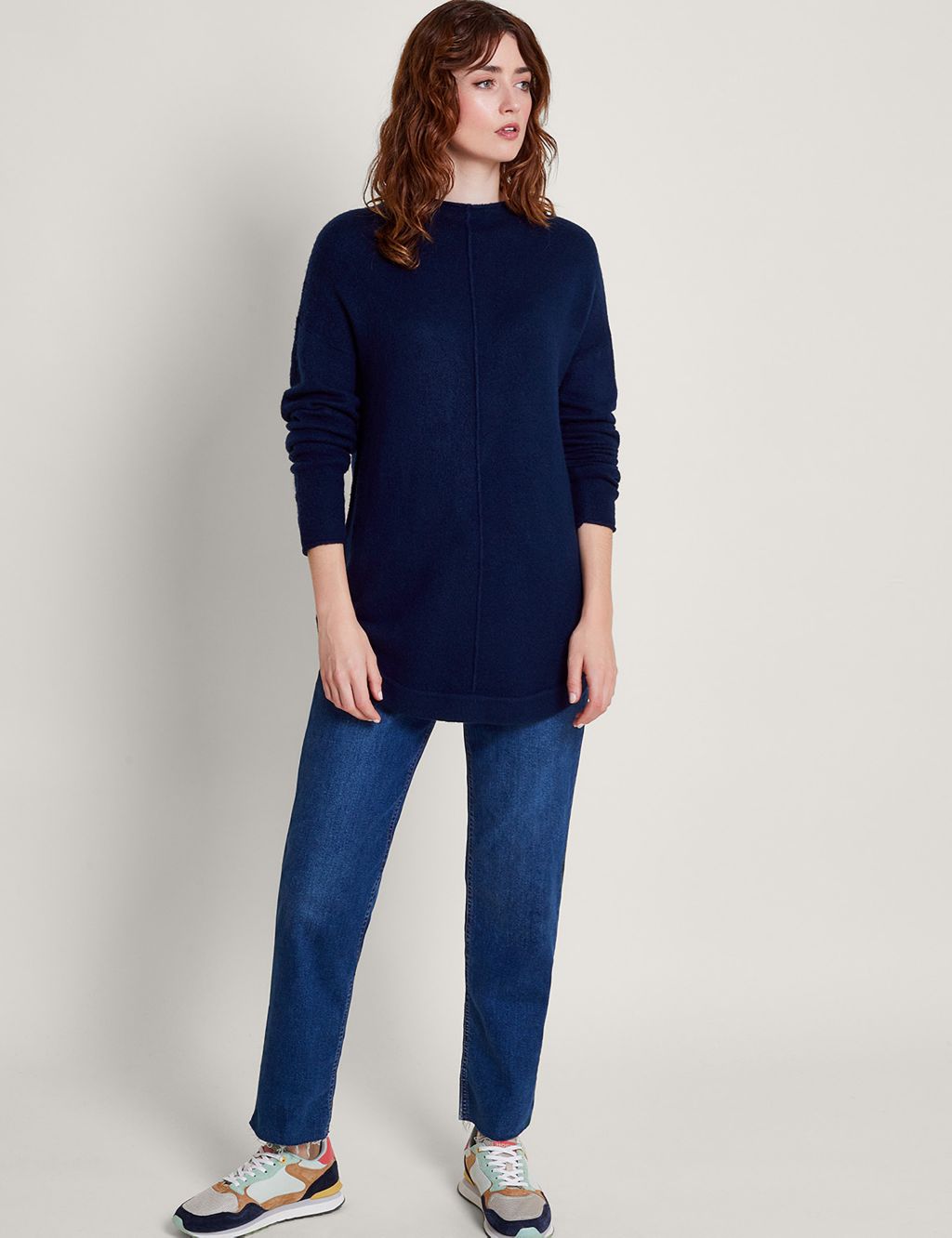 Crew Neck Longline Jumper with Wool image 3