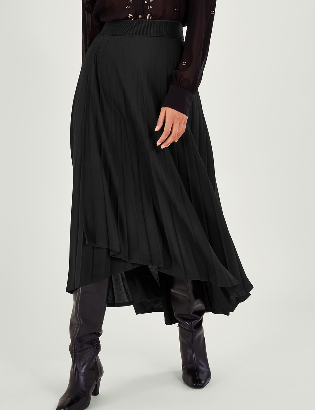 Pleated Side Split Midaxi Skirt image 3