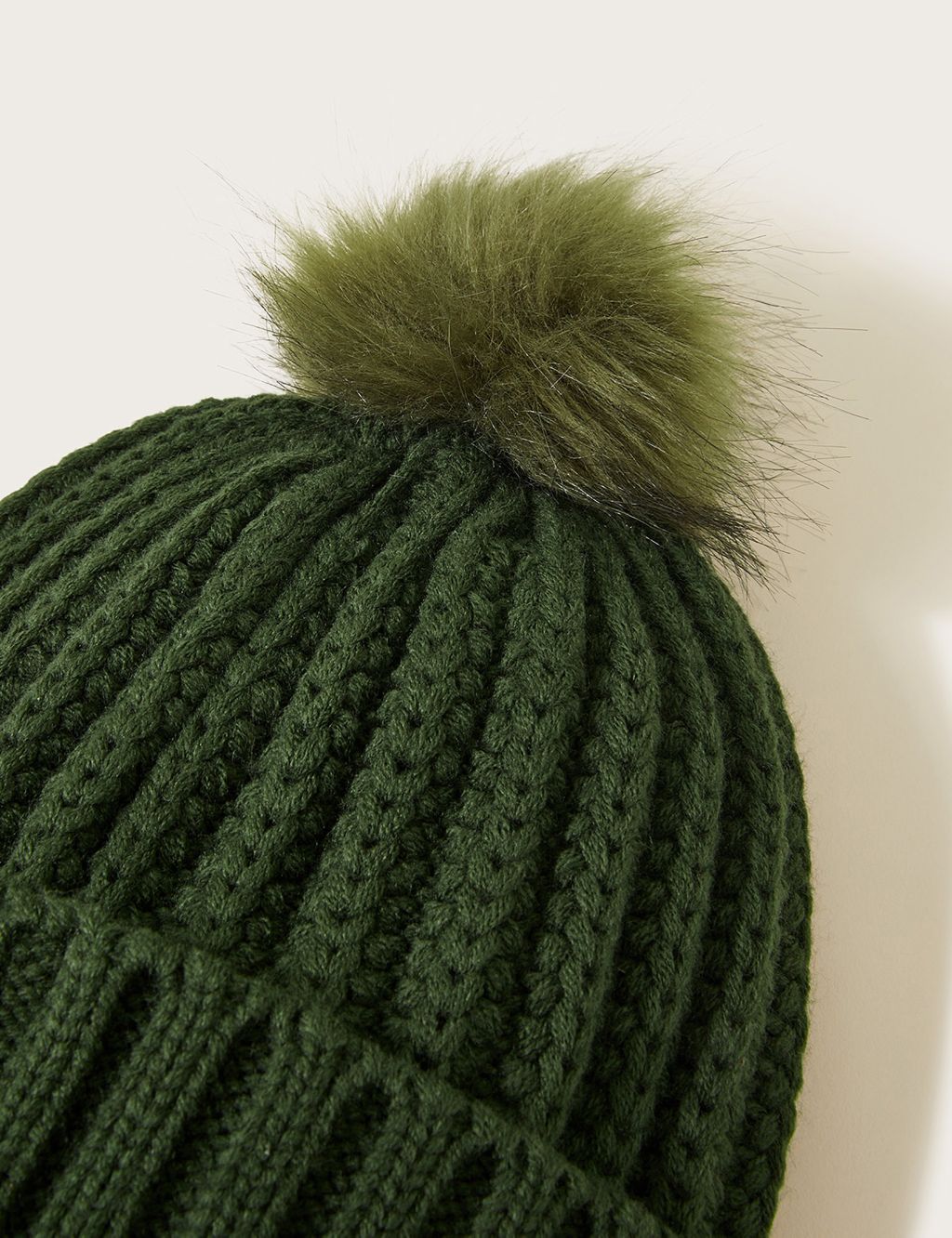 Knitted Faux Fur Pom Beanie Hat image 3