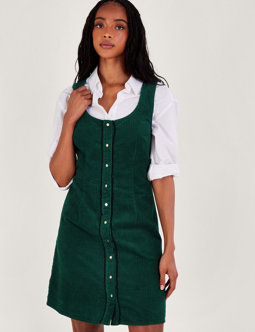 Plus size new arrivals cord pinafore dress