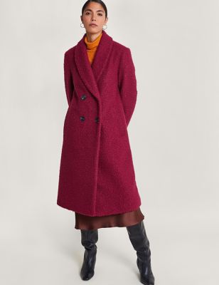 Monsoon Womens Double Breasted Tailored Coat - 22 - Berry, Berry