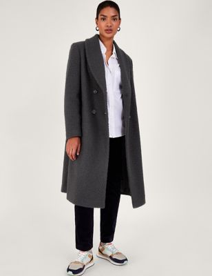 Monsoon Womens Double Breasted Tailored Coat - 14 - Charcoal, Charcoal