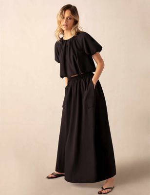 Ro&Zo Womens Maxi Utility Skirt - 12 - Black, Black