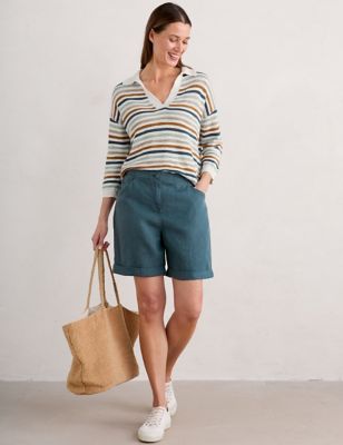 Seasalt Cornwall Womens Linen Shorts - 24 - Blue, Blue