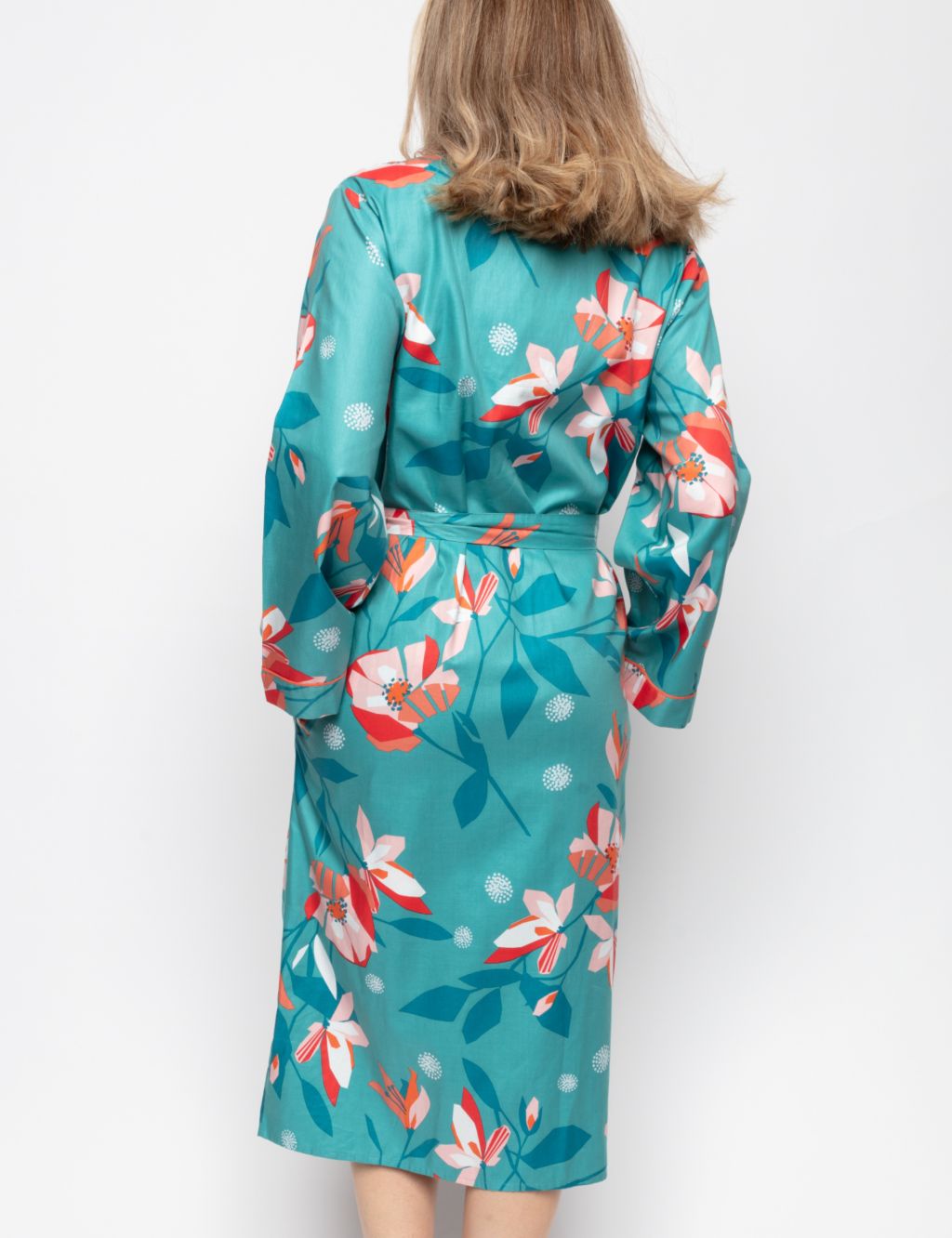 Cotton Modal Floral Long Dressing Gown image 3