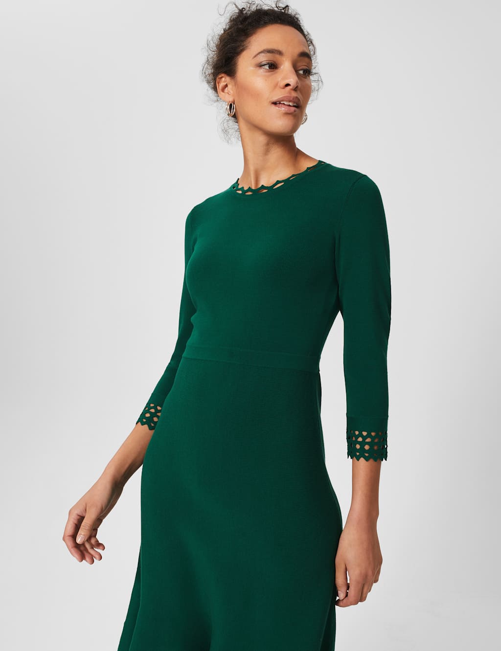 Knitted Knee Length Waisted Dress image 3
