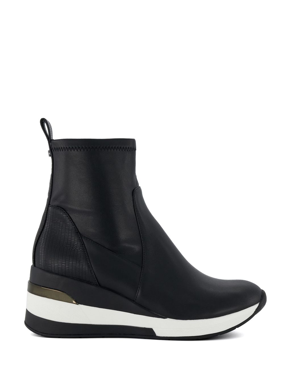 Leather Wedge Platform High Top Trainers