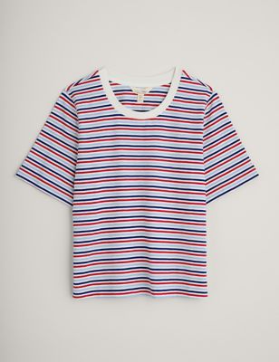 Pure Cotton Striped Round Neck T-Shirt