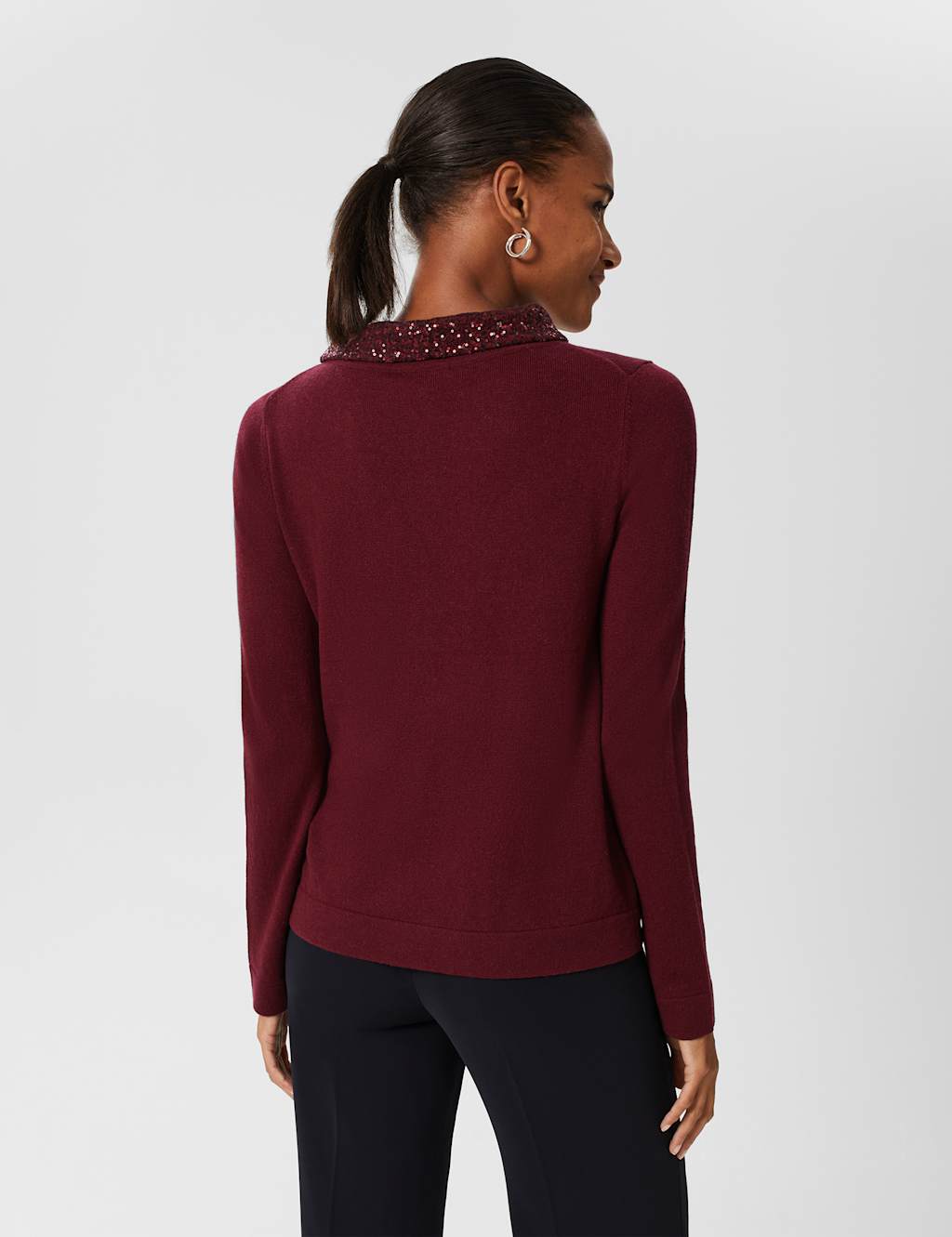 Wool Blend Sequin Round Neck Jumper image 2