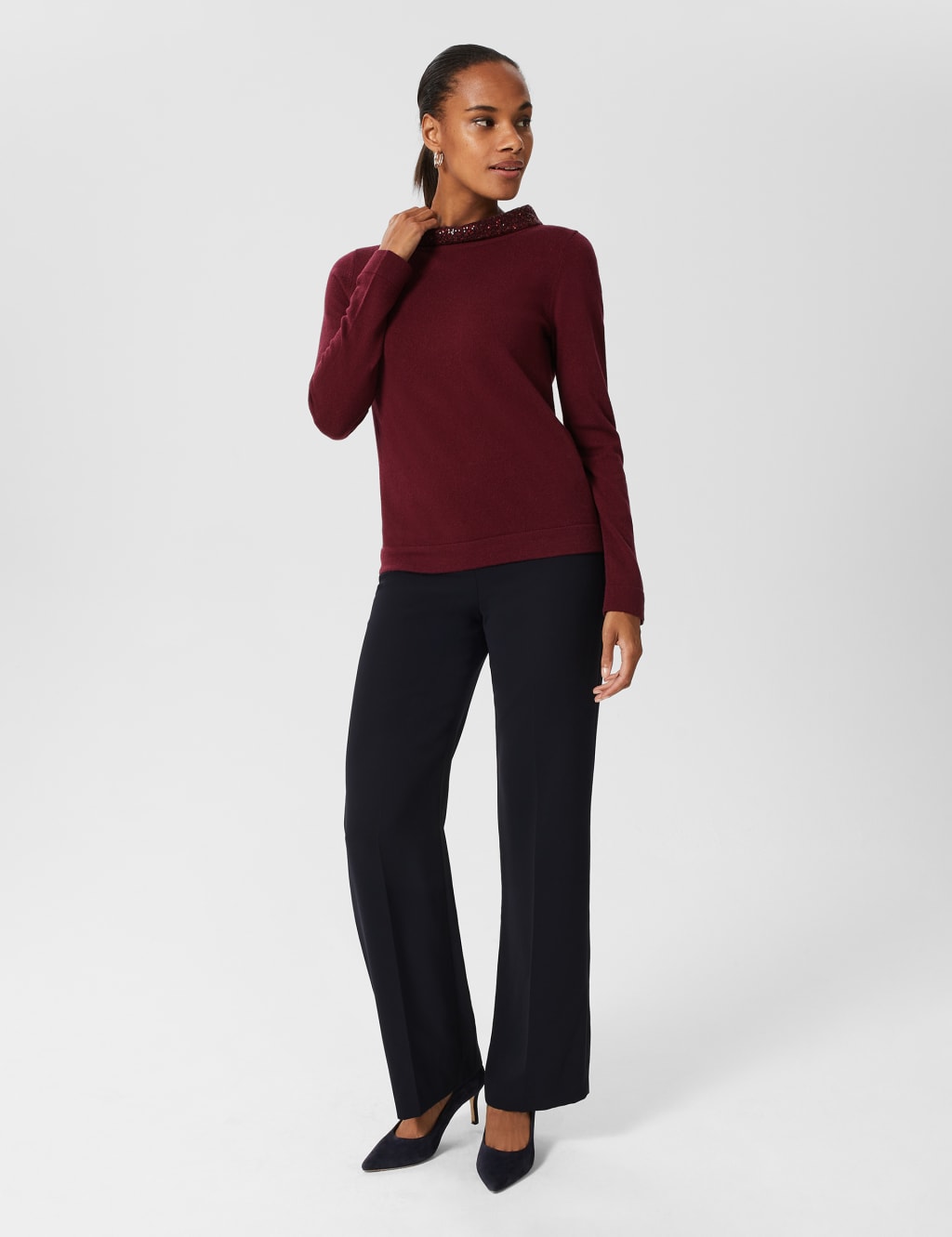 Wool Blend Sequin Round Neck Jumper image 3