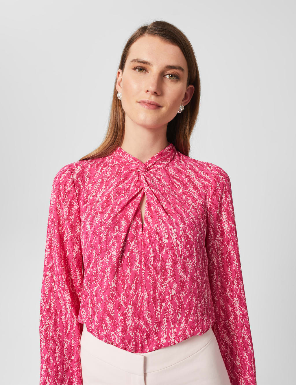Printed High Neck Long Sleeve Blouse image 3