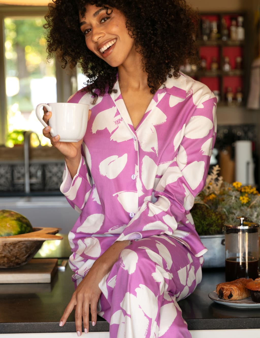 Cotton Modal Floral Print Pyjama Top image 3