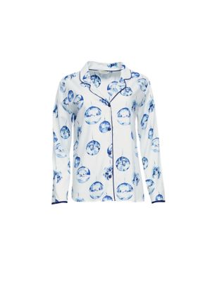 Cyberjammies Womens Cotton Modal Bauble Print Pyjama Top - 8 - White Mix, White Mix