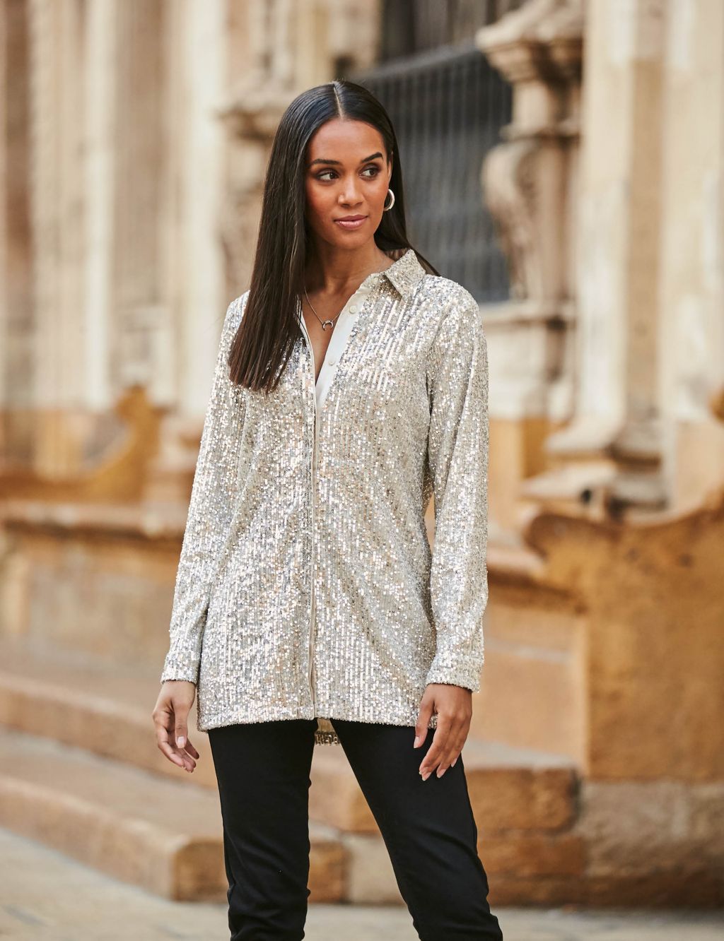 Sparkly Collared Long Sleeve Shirt image 2