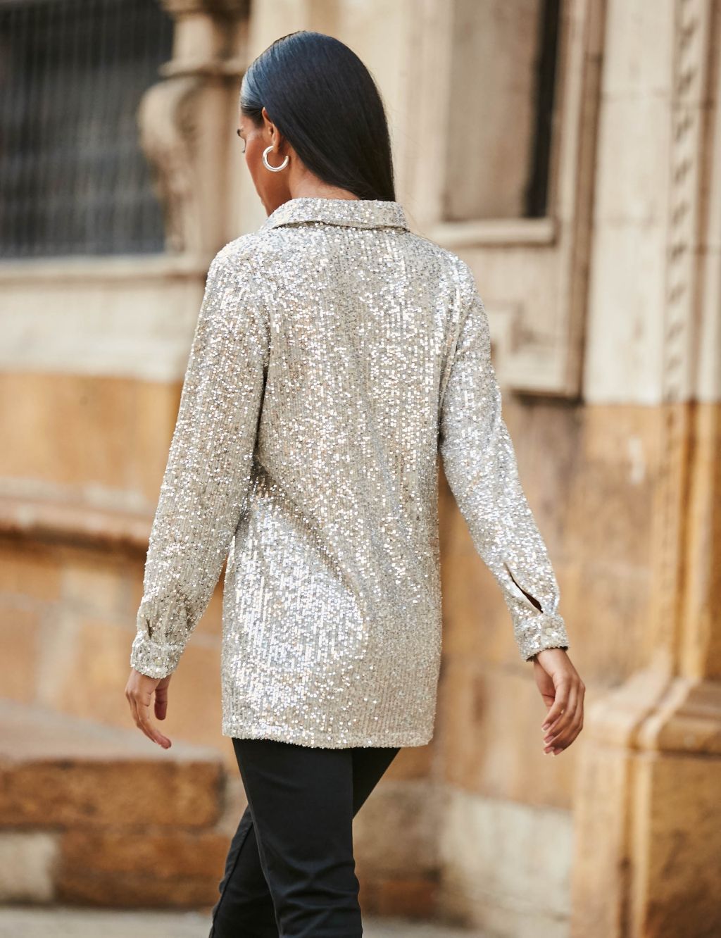 Sparkly Collared Long Sleeve Shirt image 3