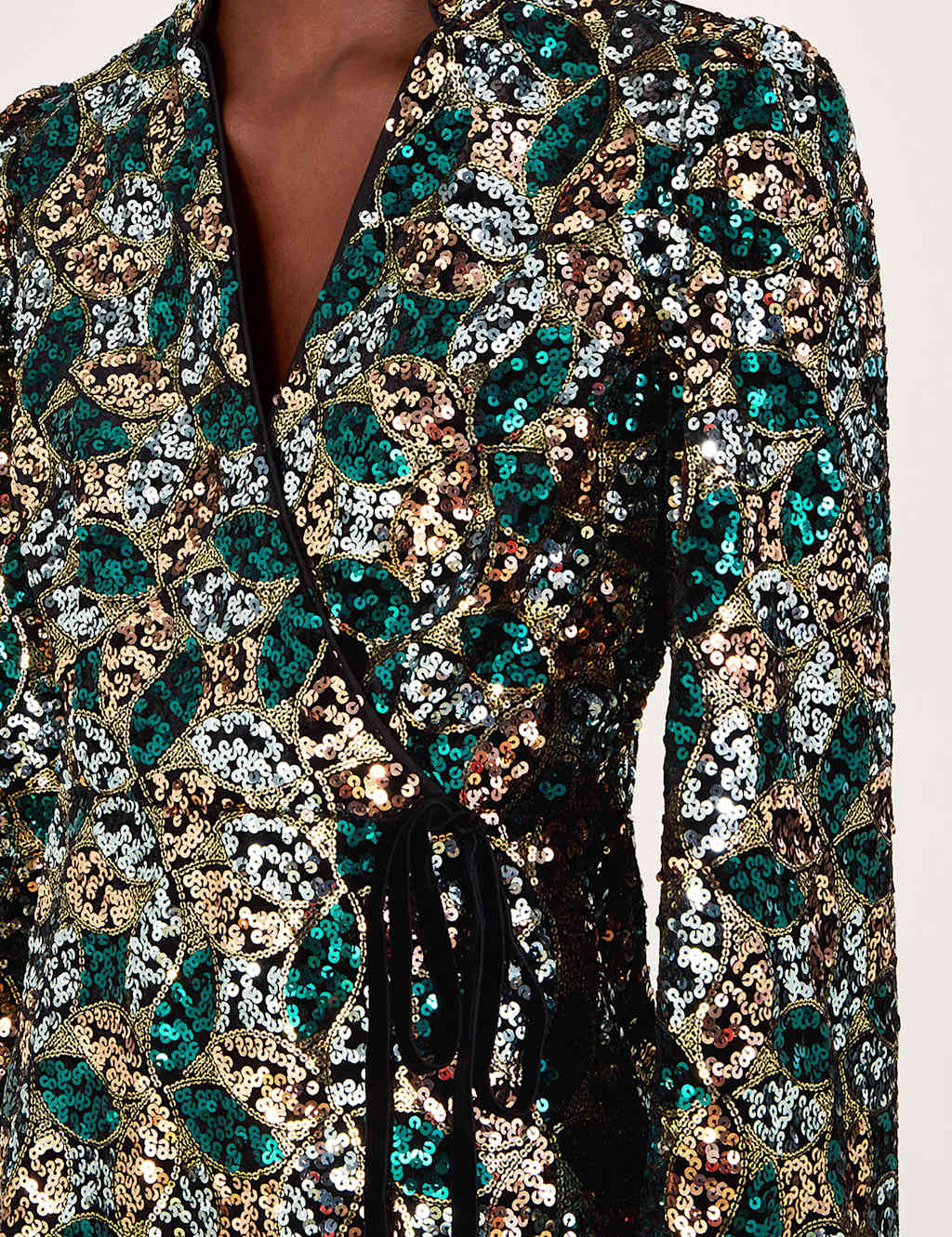 Sequin V-Neck Mini Wrap Dress image 4