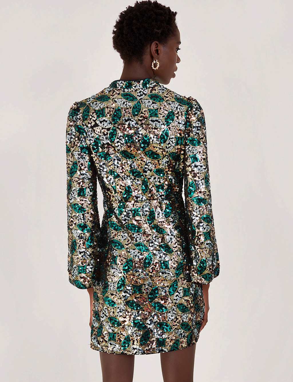 Sequin V-Neck Mini Wrap Dress image 5