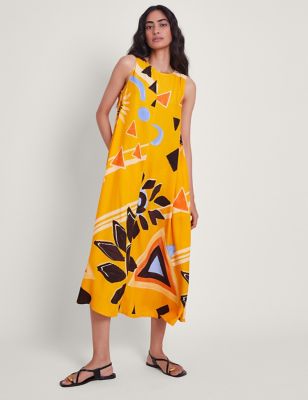Monsoon Women's Geometric Midi Column Dress - XXL - Orange Mix, Orange Mix