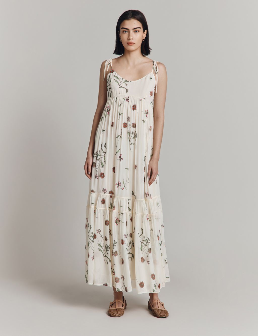 Sheer Floral Maxi Tiered Slip Dress